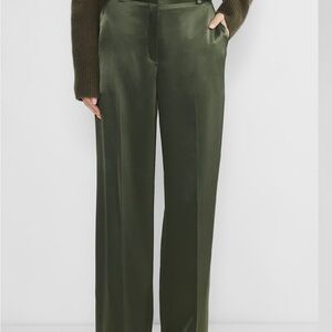 Aritzia Babaton Dark Olive Agency Satin Pant NWT